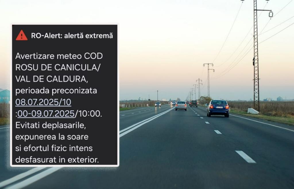 Cod roșu de caniculă în Prahova și marți, 8 iulie. S-a emis mesaj RO-ALERT și s-au impus restricții de circulație