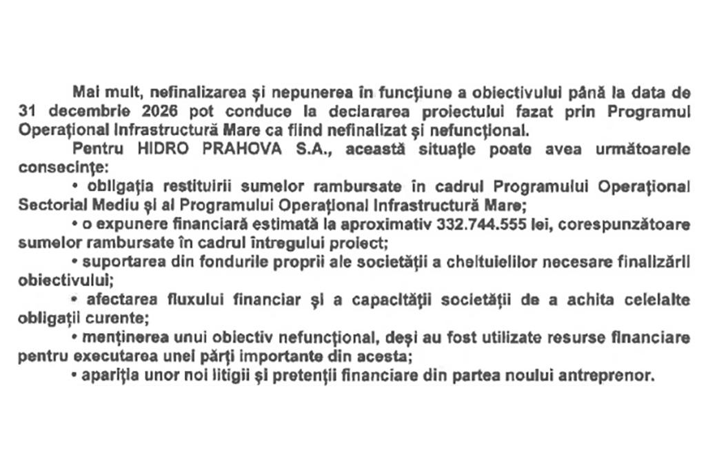 HidroPrahova vine cu precizări privind majorarea capitalului social și lucrările de la Câmpina