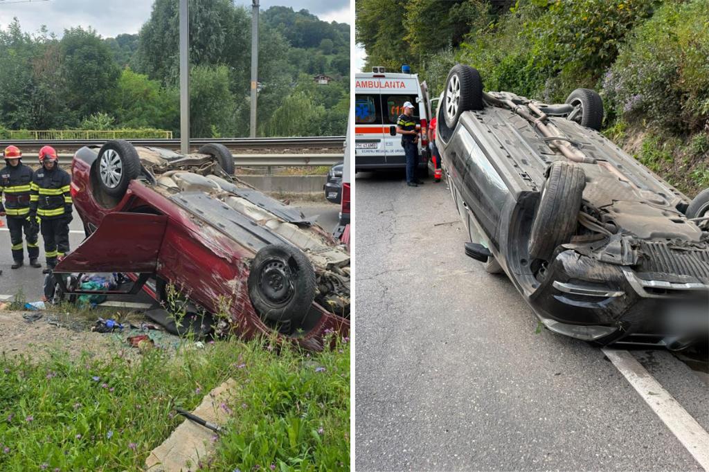 În decurs de numai câteva ore, două mașini s-au răsturnat pe DN1, în apropiere de Comarnic