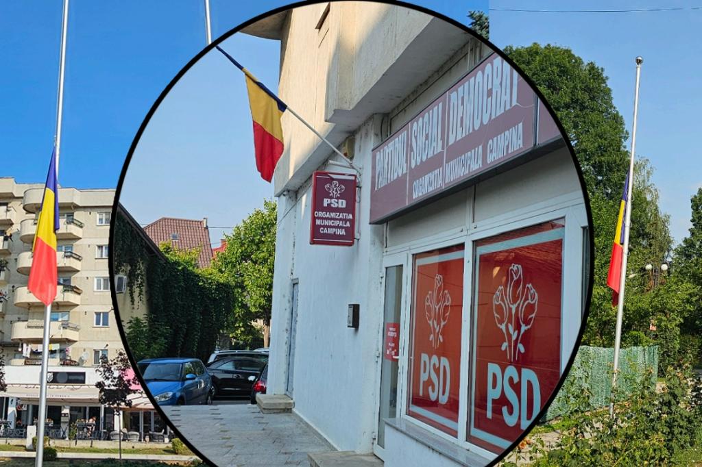 În zi de doliu național pentru Ion Iliescu, la PSD Câmpina și la mai multe instituții publice, drapelul nu era arborat în bernă