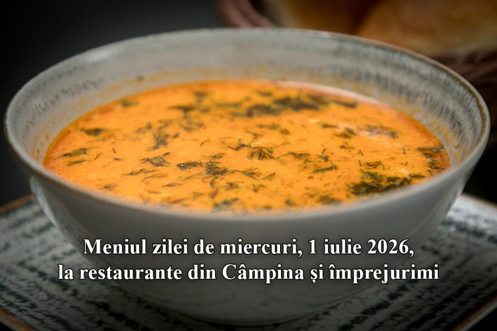 Miercuri, 1 iulie 2026. Meniul zilei la restaurante din Câmpina și împrejurimi