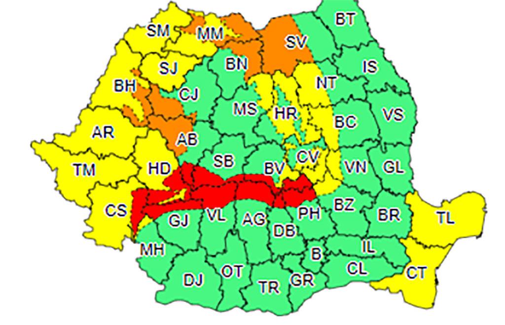 Cod roșu de vreme severă pe Valea Prahovei și la Valea Doftanei