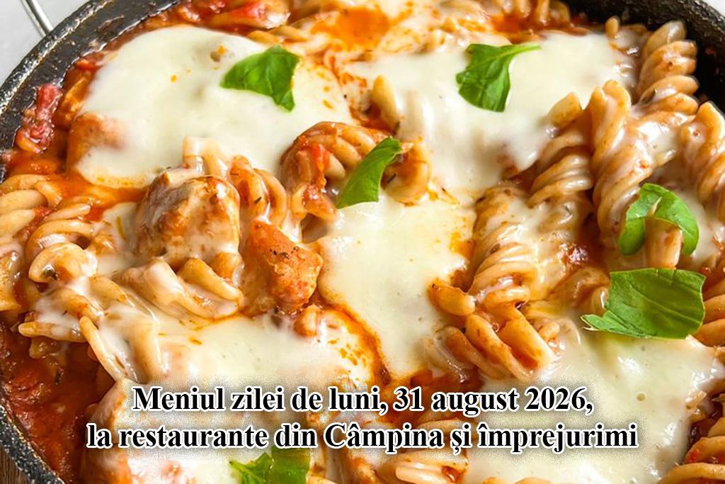Luni, 31  august 2026. Meniul zilei la restaurante din Câmpina și împrejurimi