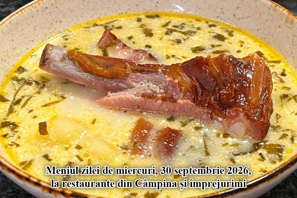 Miercuri, 30 septembrie 2026. Meniul zilei la restaurante din Câmpina și împrejurimi