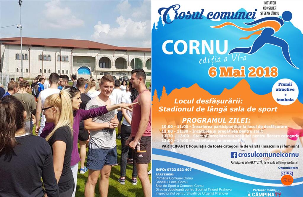 Duminică, 6 mai 2018, are loc cea de-a VI-a ediție a Crosului comunei Cornu