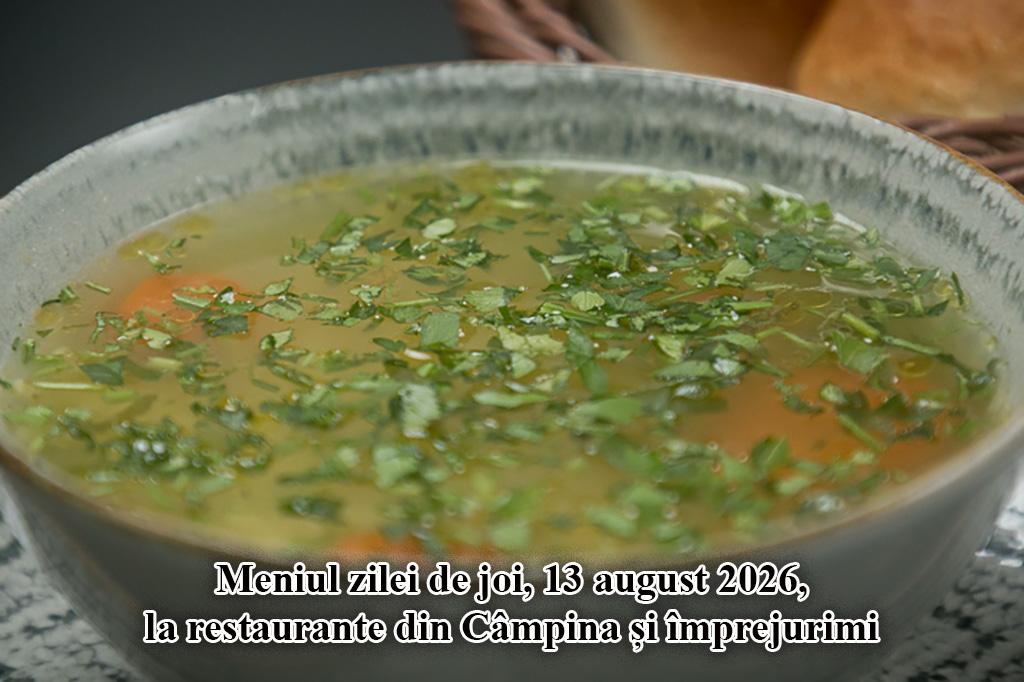 Joi, 13 august 2026. Meniul zilei la restaurante din Câmpina și împrejurimi