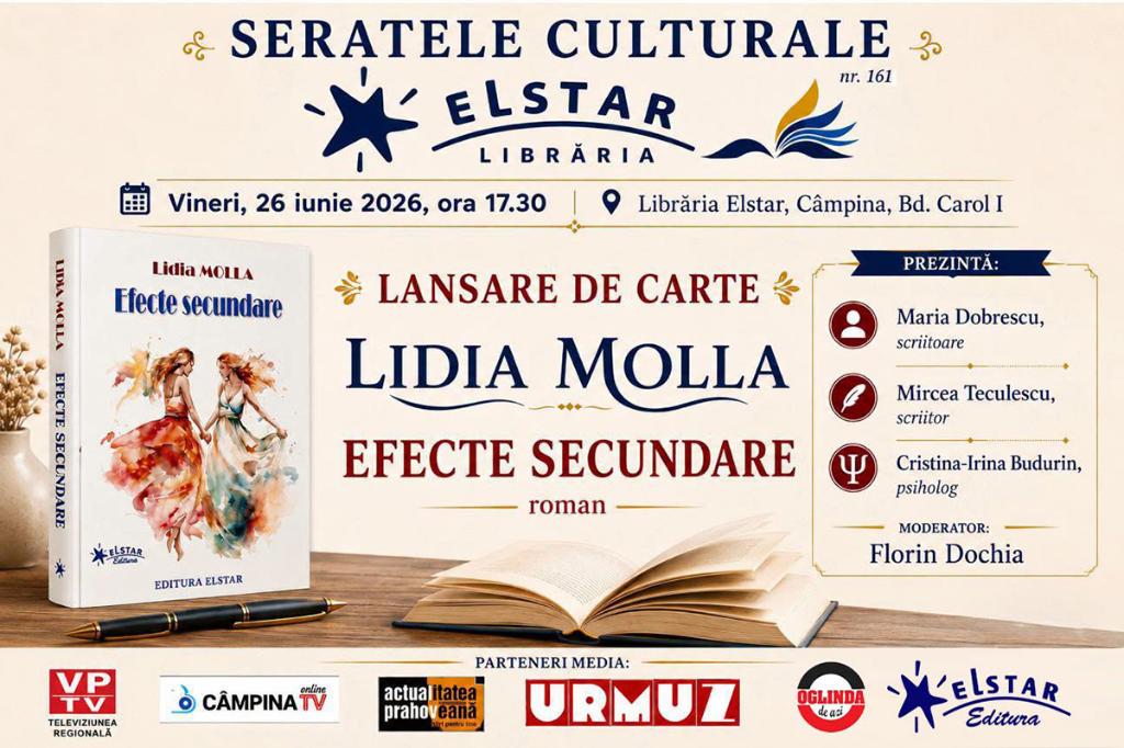 Seratele Culturale Elstar. Câmpineanca Lidia Molla își lansează cel mai nou volum