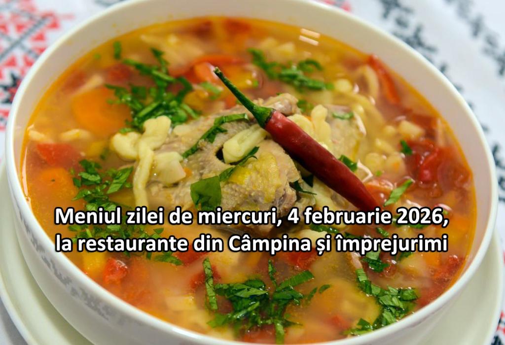 Miercuri, 4 februarie 2026. Meniul zilei la restaurante din Câmpina și împrejurimi