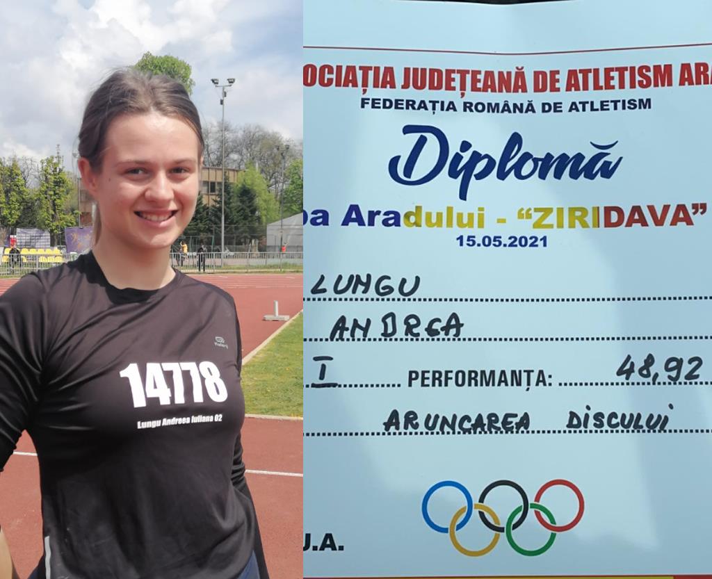 Andreea Lungu, de la CSS ”Constantin Istrati” Câmpina, a câștigat Cupa ”Ziridava” de la Arad, la aruncarea discului