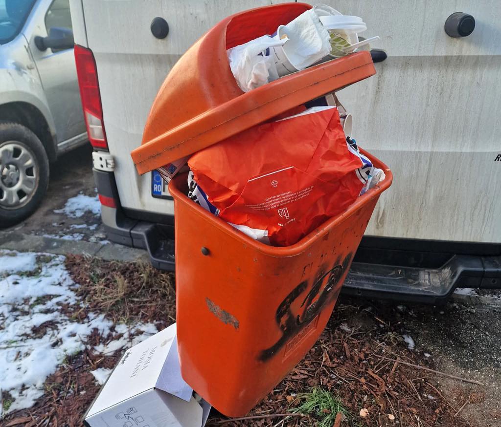 Unii câmpineni confundă coșurile stradale cu habele de gunoi