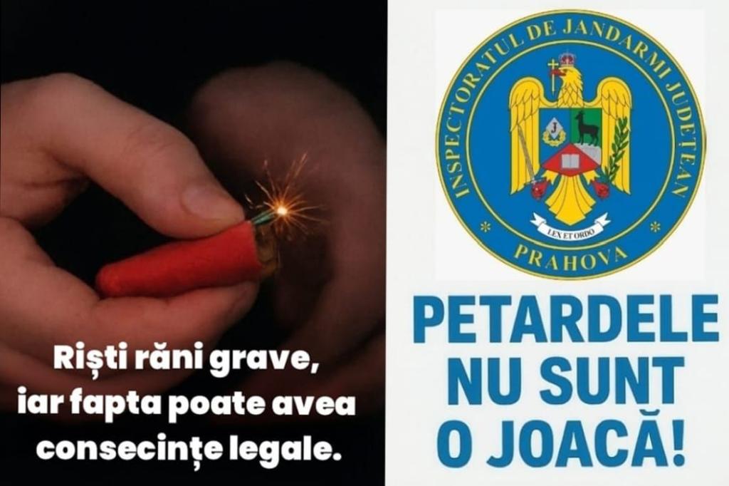 Campanie a Jadarmeriei: Petardele nu sunt o joacă!