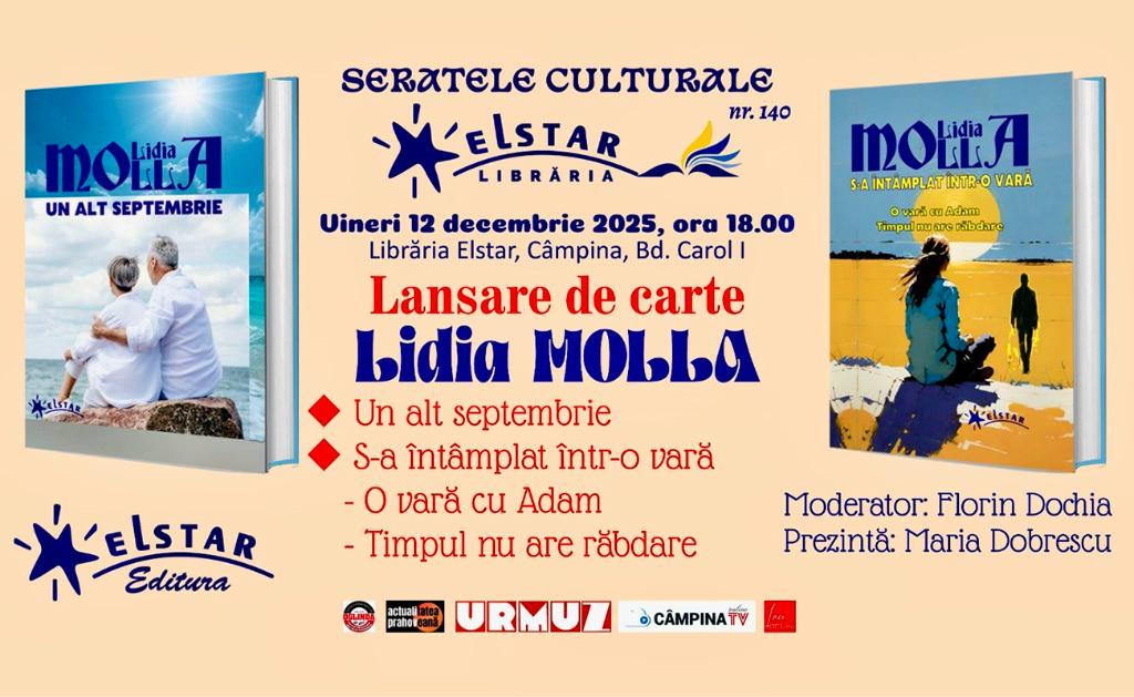 Seratele Culturale Elstar. Dublă lansare de carte a unei îndrăgite scriitoare din Câmpina - Lidia Molla