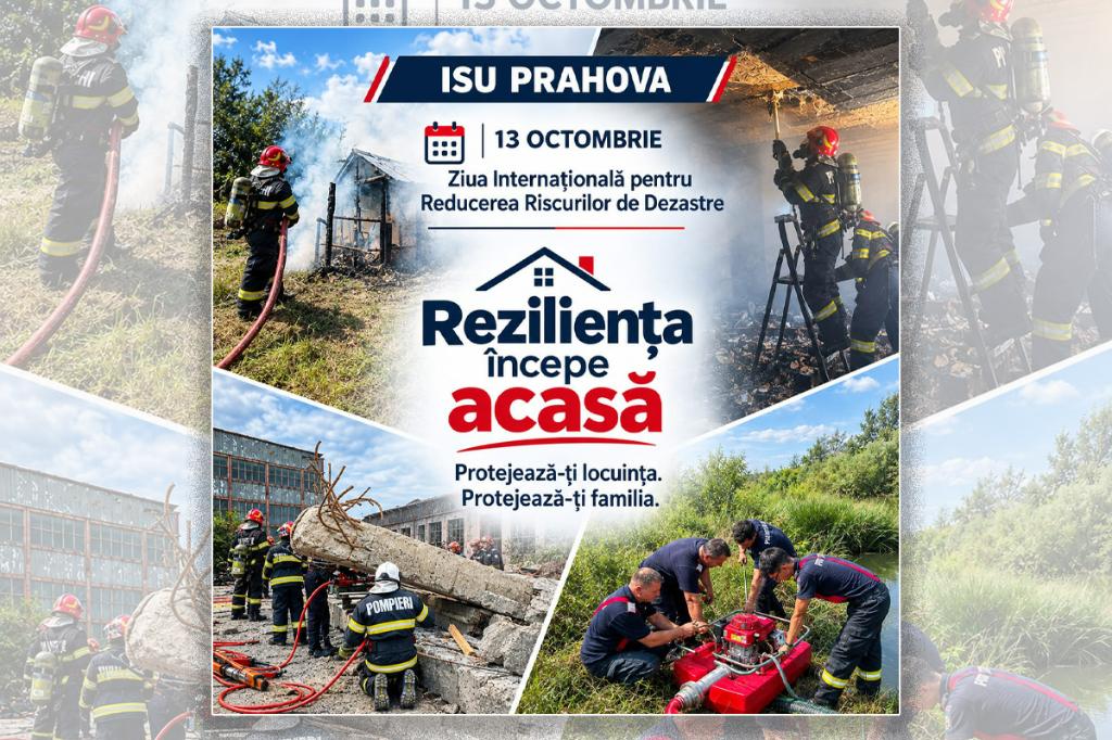 „Reziliența începe acasă”, campanie ISU Prahova, cu ocazia Zilei Internaționale pentru Reducerea Riscurilor de Dezastre