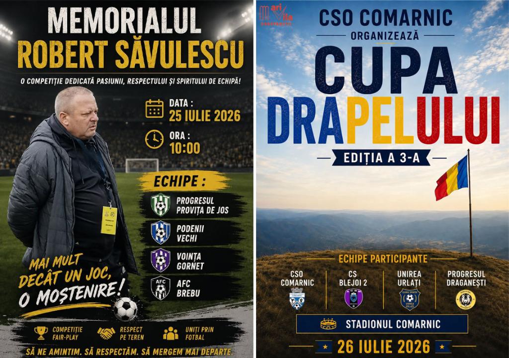 Două turnee fotbalistice la finalul acestei săptămâni, la Brebu și Comarnic