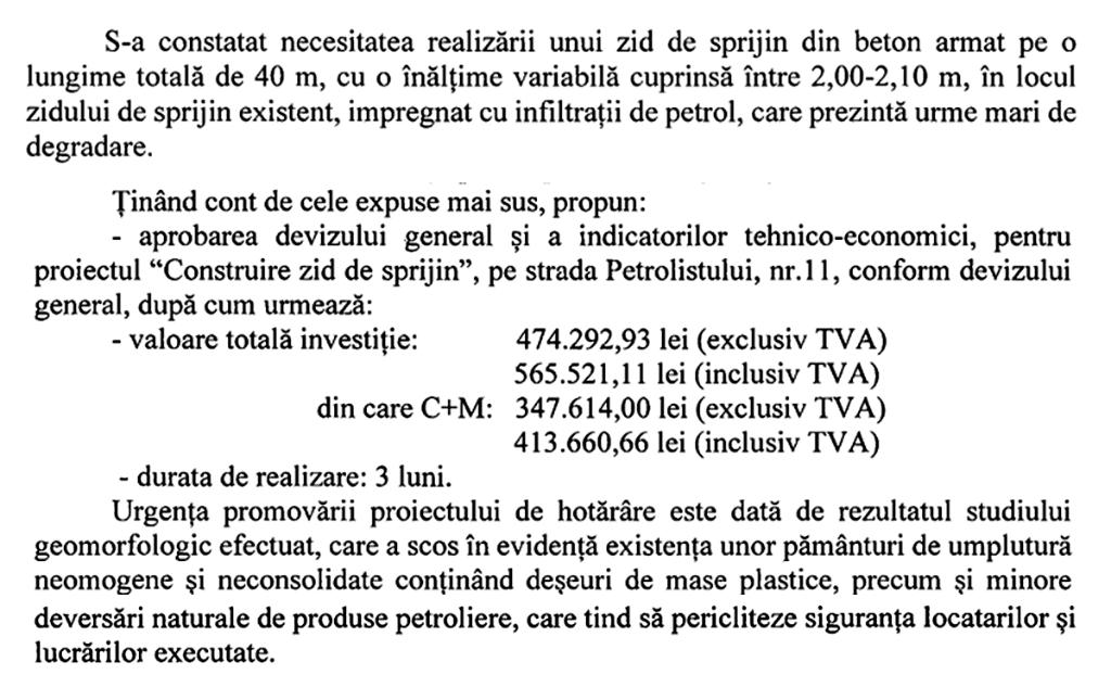 La Câmpina, zid de sprijin făcut din umplutură neomogenă și deșeuri de mase plastice la un bloc social construit cu fonduri europene