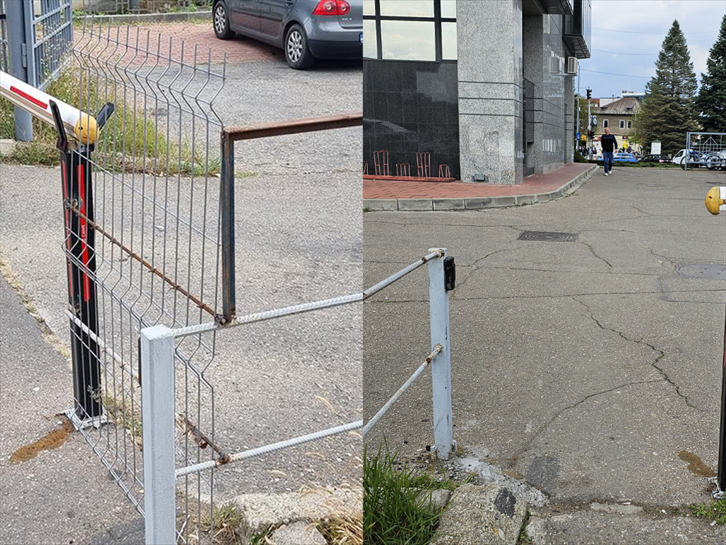 Mai aproape de normalitate. Gardurile care împiedicau accesul pietonilor în parcarea BCR din Câmpina au fost scoase
