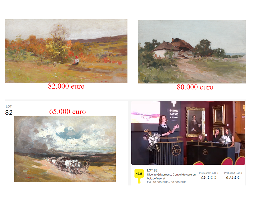 Pictura ”Pe Câmpinița” a lui Nicolae Grigorescu, vândută la licitație cu 82.000 euro