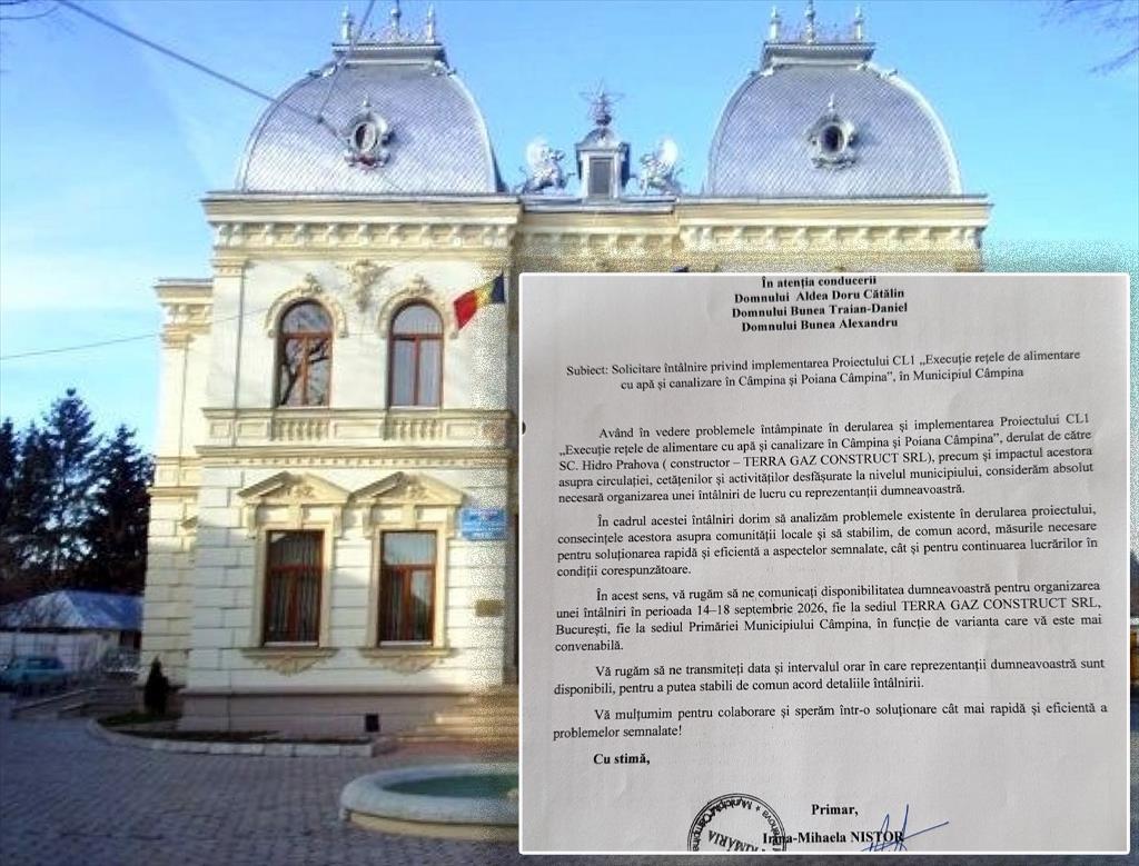 Conducerea Primăriei Câmpina s-a întâlnit cu reprezentanții societății care realizează reabilitarea și extinderea rețelei de apă și canalizare