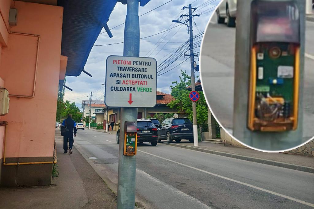 Dacă nu e un pericol, măcar e foarte urât... Un semafor din Câmpina...