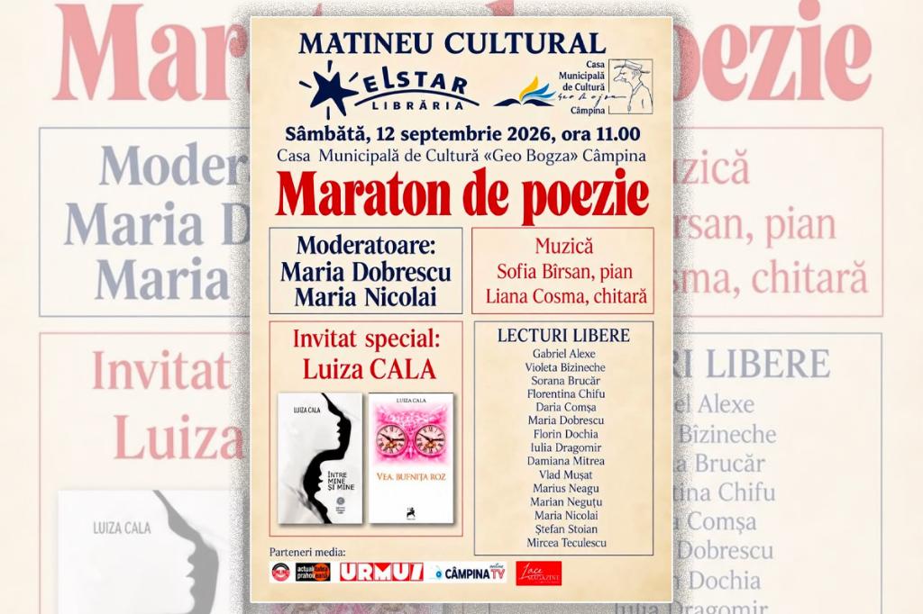 Evenimentele culturale Elstar se reiau la Câmpina cu un „Maraton de poezie”