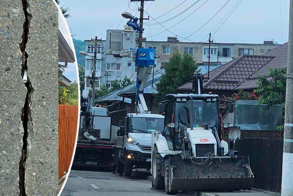 După trei ani, Electrica a schimbat un stâlp crăpat pe Strada Toma Ionescu