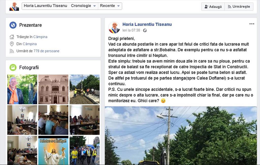 Începe războiul la Primăria Câmpina? Primarul Tiseanu îl atacă pe viceprimarul Pițigoi pe Facebook