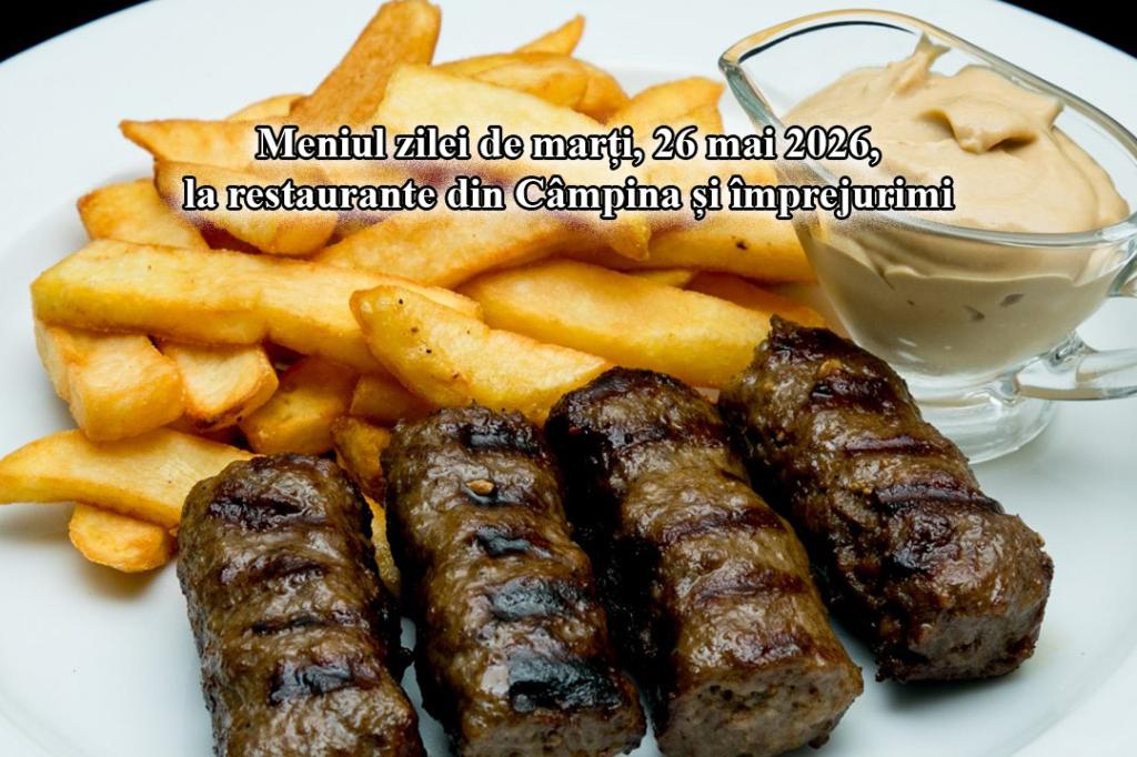 Marți, 26 mai 2026. Meniul zilei la restaurante din Câmpina și împrejurimi