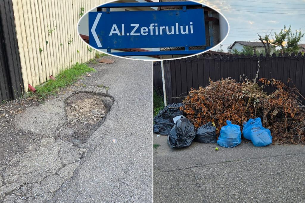 Gropi și gunoaie într-o zonă rezidențială a Câmpinei