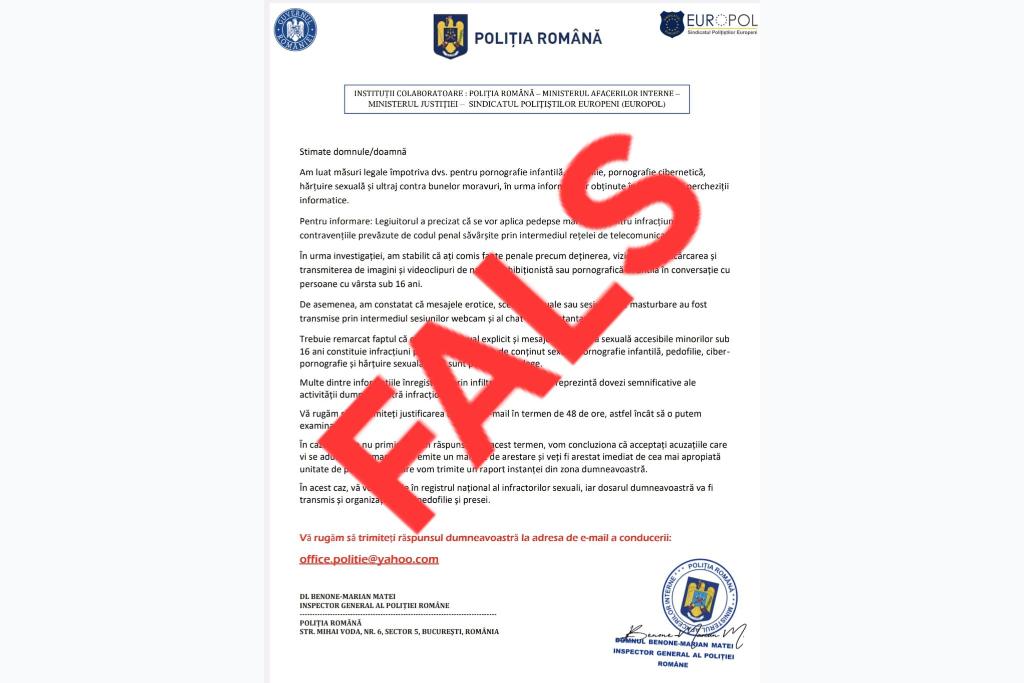 Poliția atenționează asupra unor tentative de fraudă online în... numele său!