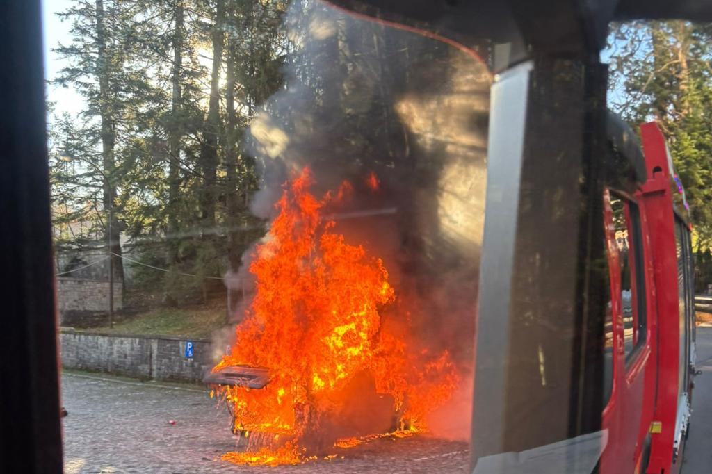 Incendiu la o autoutilitară în apropierea Castelului Peleș