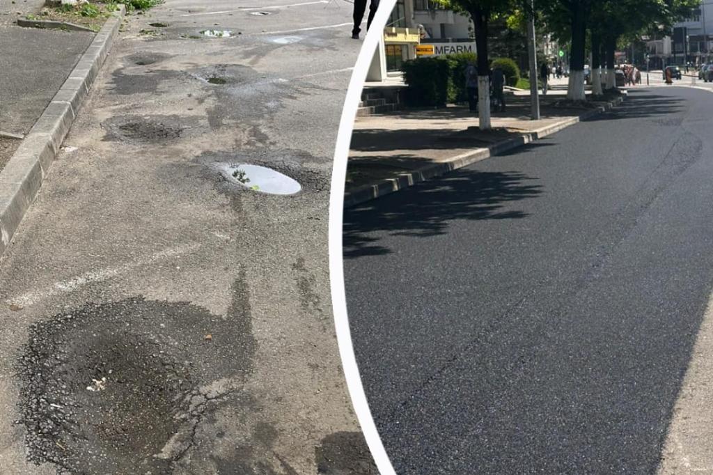 La Câmpina a fost asfaltată o porțiune a bulevardului central. Urmează trasarea marcajelor rutiere