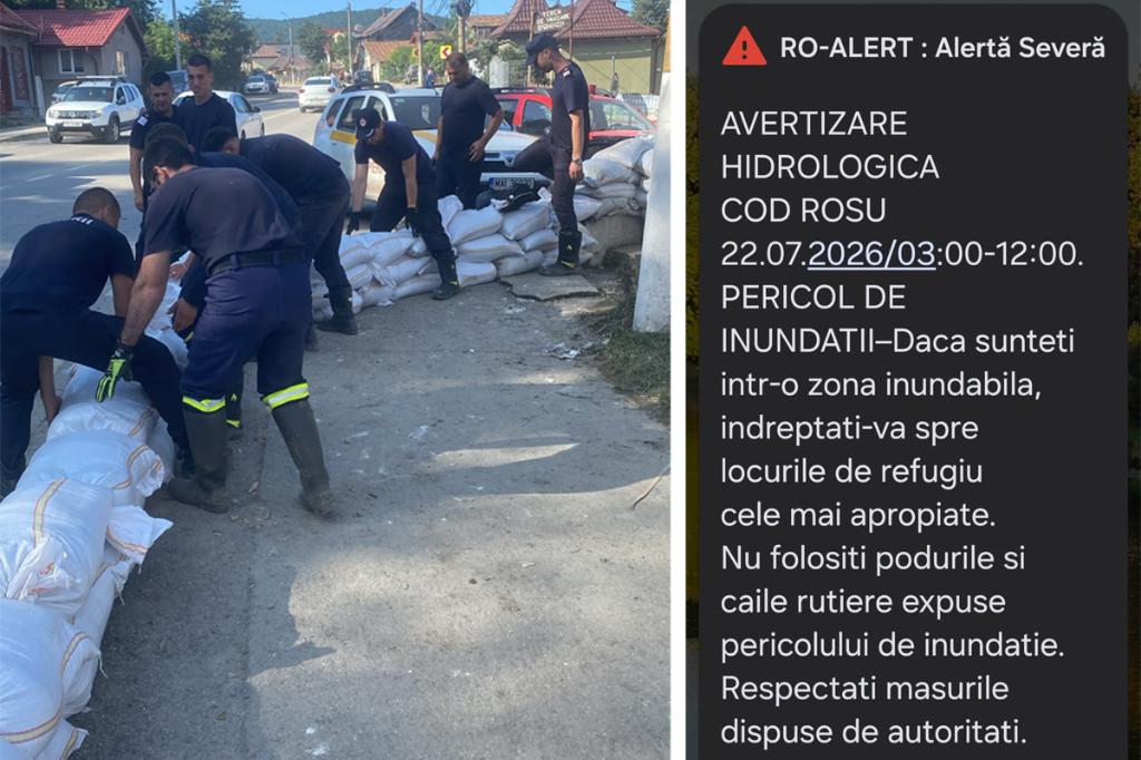 Cod roșu hidrologic, inclusiv în zona Câmpina, până miercuri, la ora 12.00