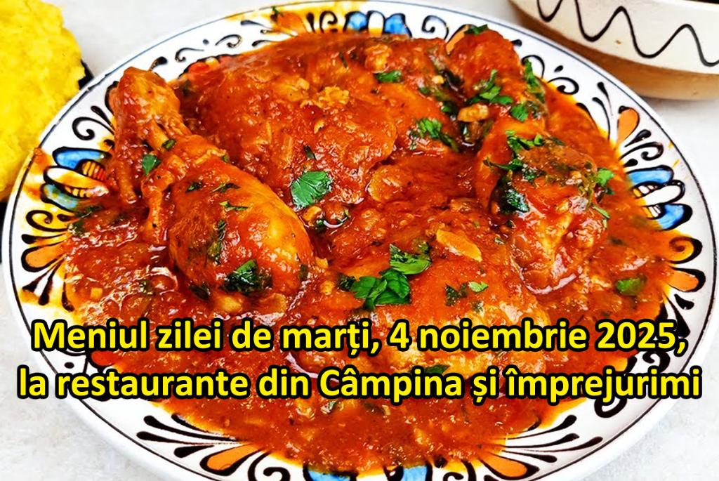 Marți, 4 noiembrie 2025. Meniul zilei la restaurante din Câmpina și împrejurimi