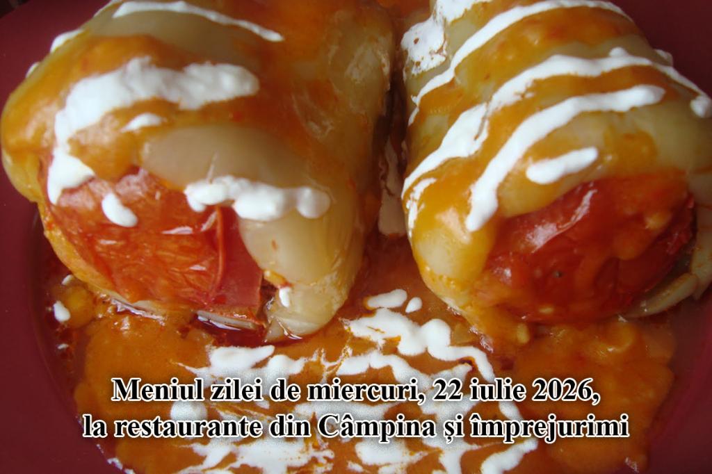 Miercuri, 22 iulie 2026. Meniul zilei la restaurante din Câmpina și împrejurimi