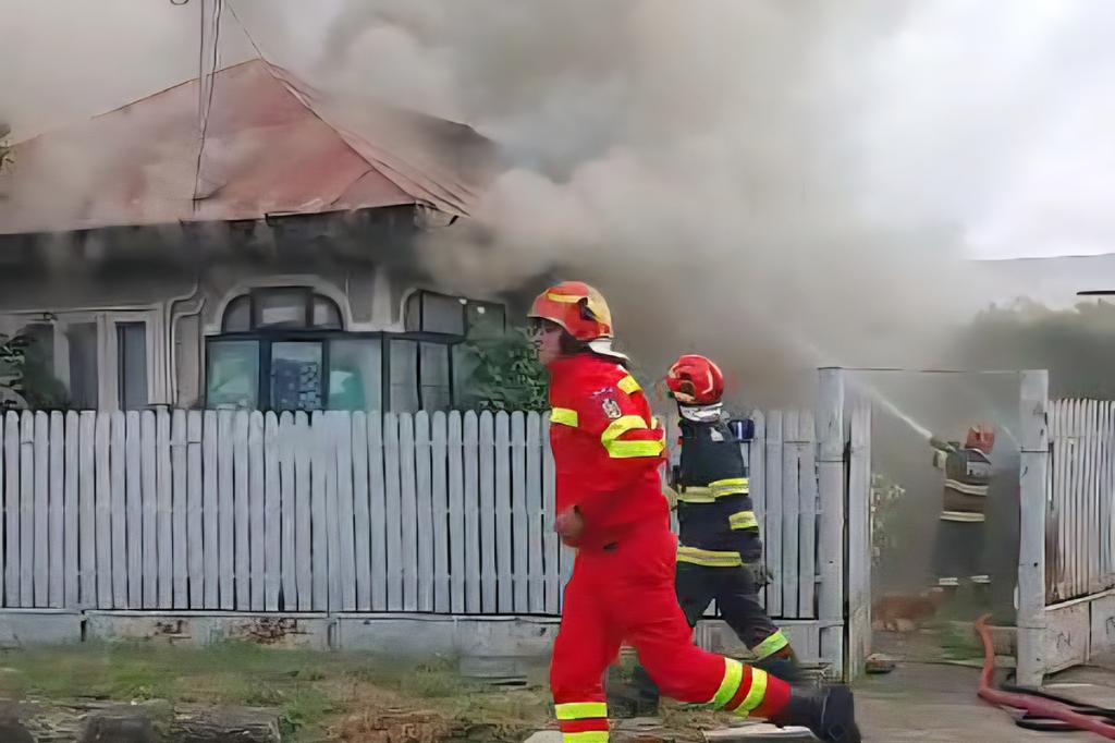 Incendiu la Băicoi. Trei echipaje de pompieri se luptă cu flăcările