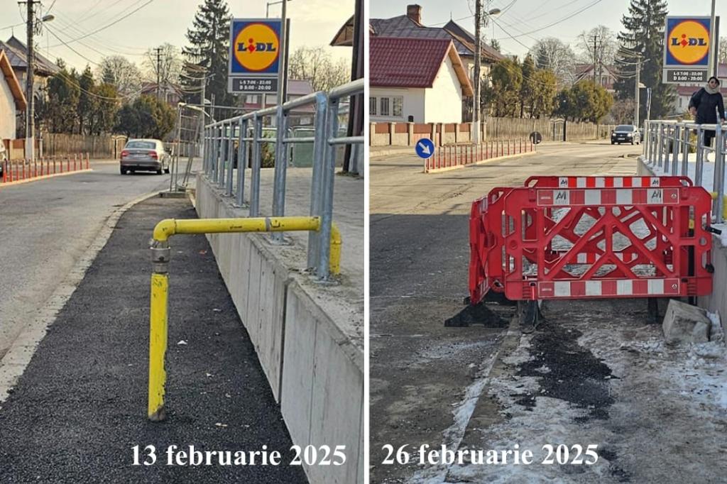 Am avut dreptate! Țeava de gaze de pe Strada Oituz, din mijlocul trotuarului, a trebuit mutată!